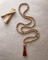 PURE POSITIVITY : yellow sunstone + pink carved opal mala