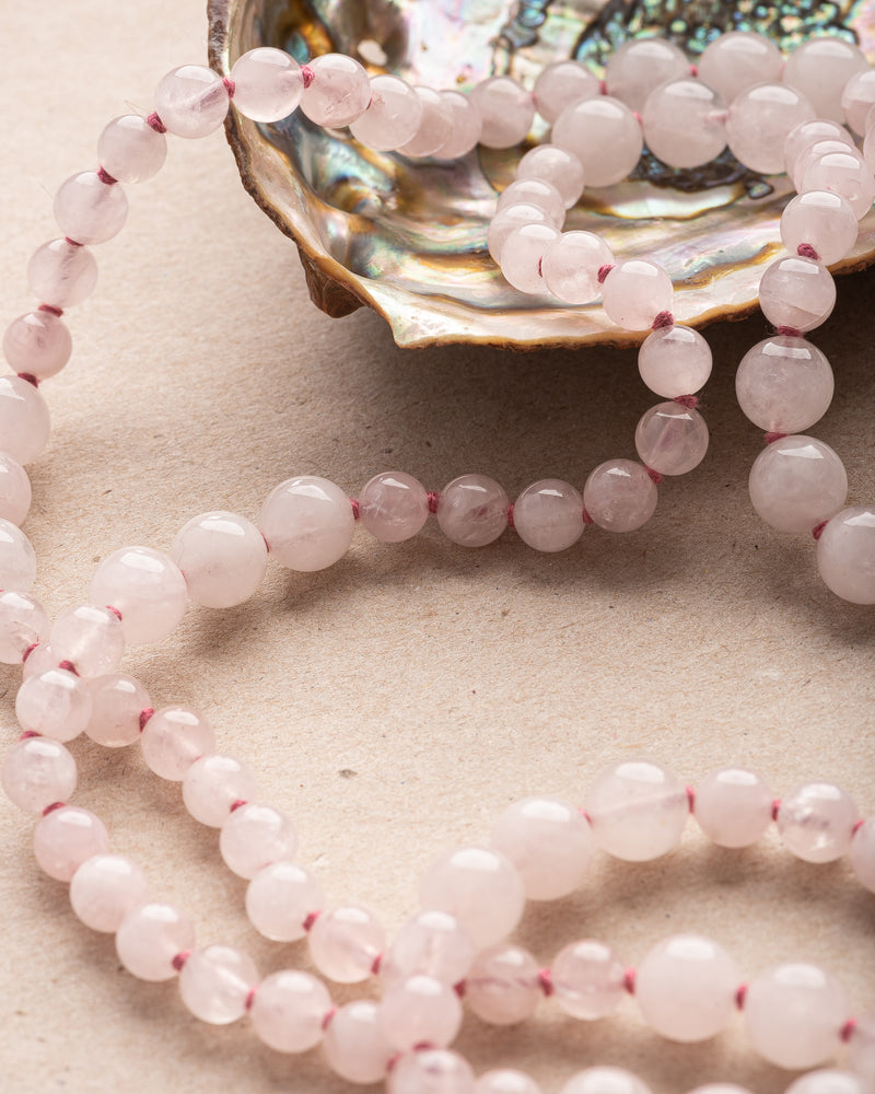 DEEP LOVE : rose quartz + rudraksha mala