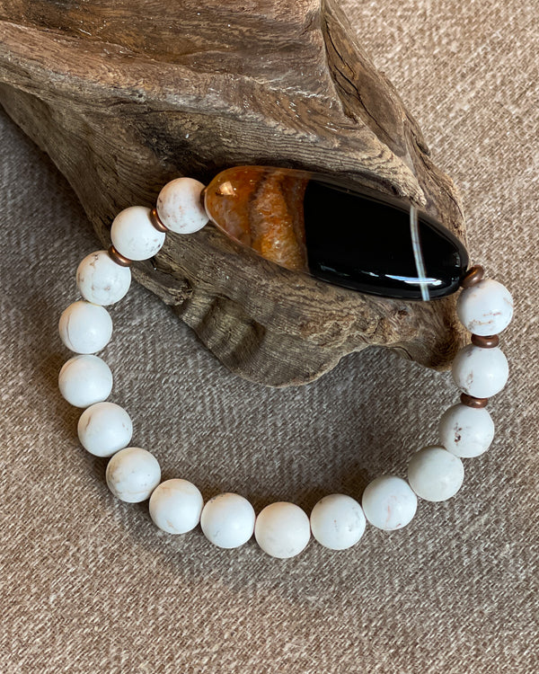 matte white turquoise + agate bracelet